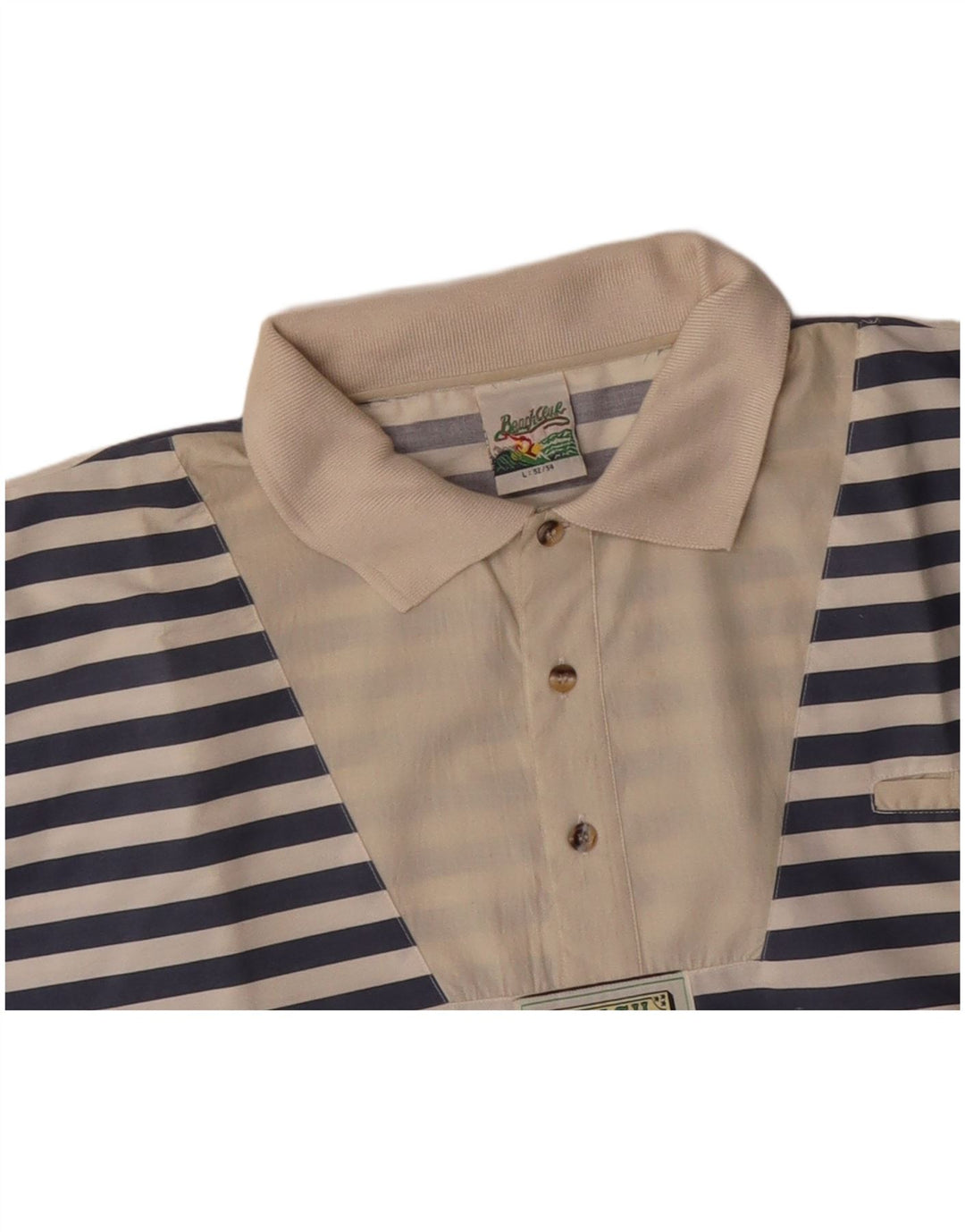 VINTAGE Camisa pullover de manga corta para hombre IT 52/54 Rayas azules grandes