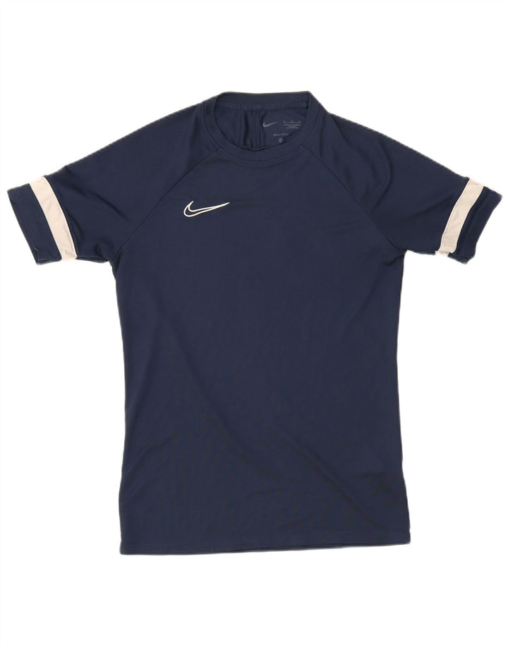 Camiseta Nike Dri Fit para hombre Top medio azul marino color block Poliéster