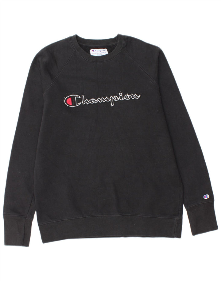 Champion Sudadera Con Estampado Gráfico Jumper De Algodón Negro Mediano