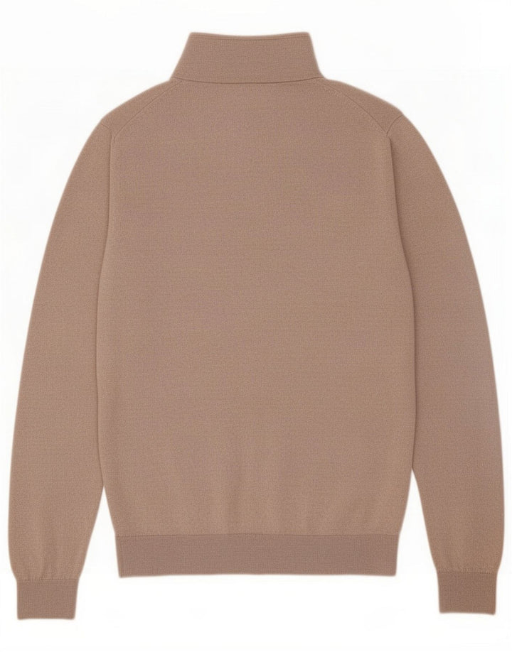 Suéter Reiss para hombre con cuello y cremallera de lana beige medio