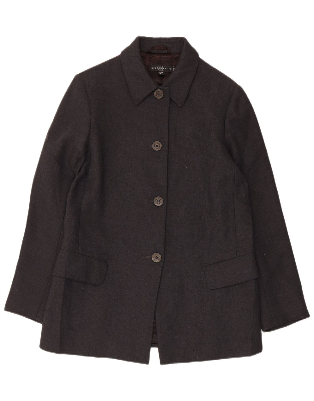Belfe & Belfe Chaqueta Blazer De 4 Botones Para Mujer IT 40 Small Black Virgin Wool