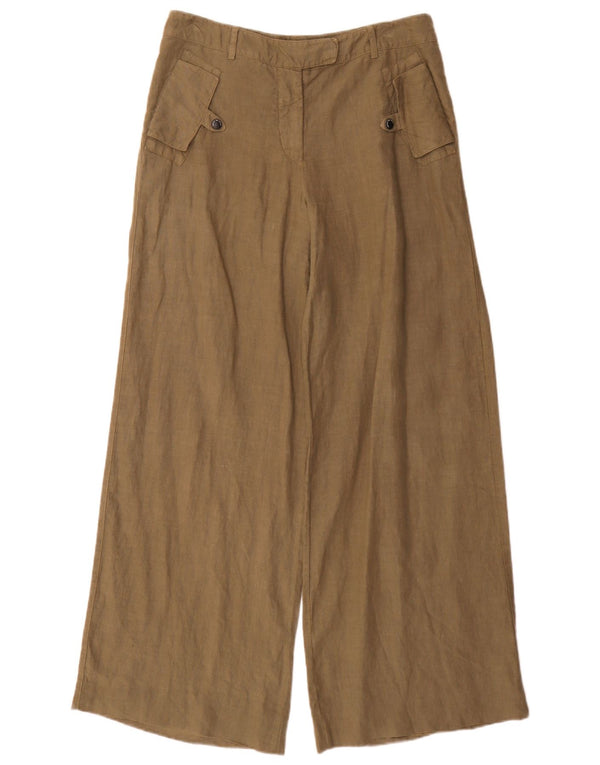 Emporio Armani Pantalones de cintura alta para mujer IT 44 Medium W32 L32 Caqui