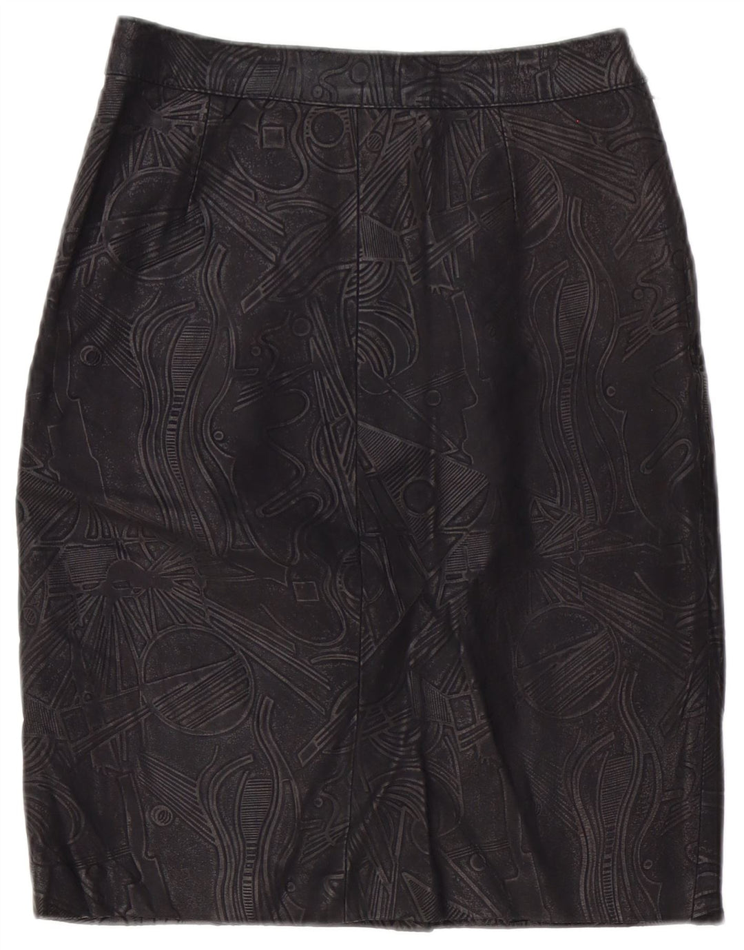 Vintage mujer falda de cuero W26 pequeño negro geométrico