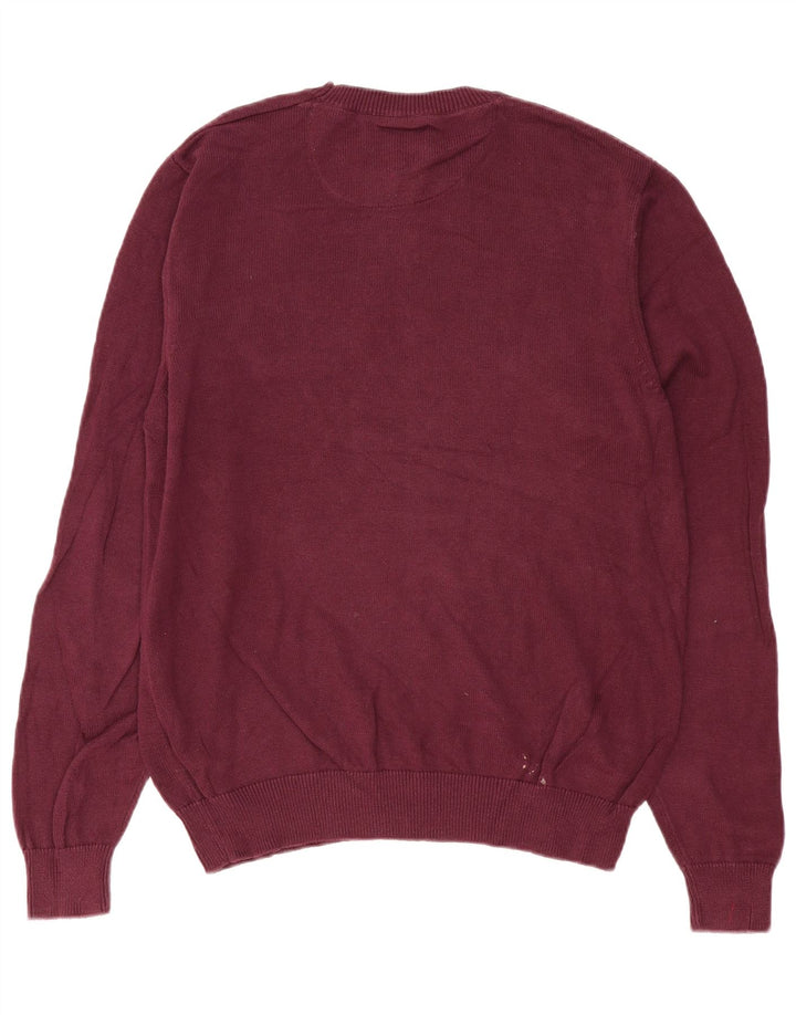 Marks & Spencer Jersey de cuello redondo para hombre de algodón burdeos medio