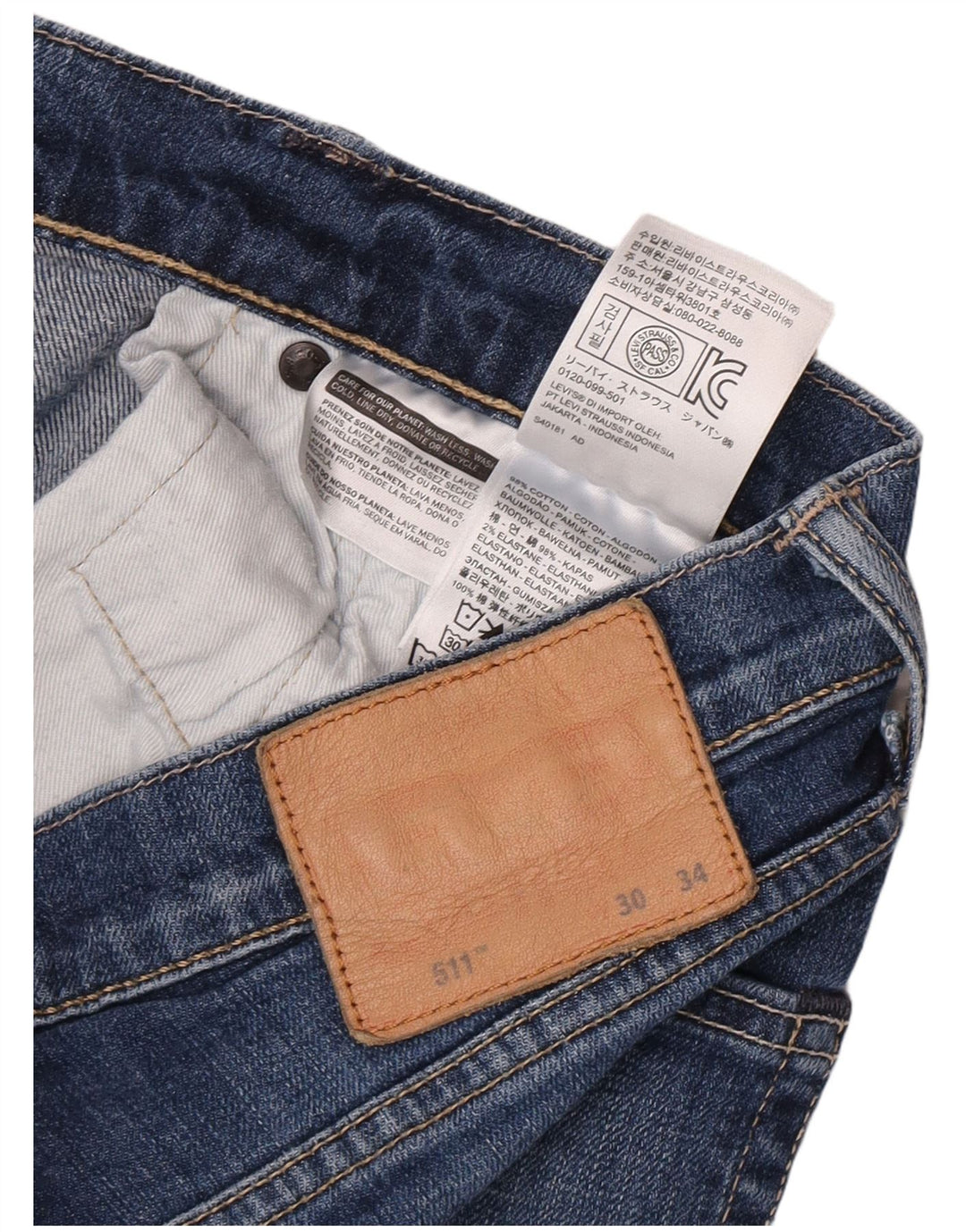 Vaqueros Levi's Mujer 511 Slim W30 L32 Algodón Azul