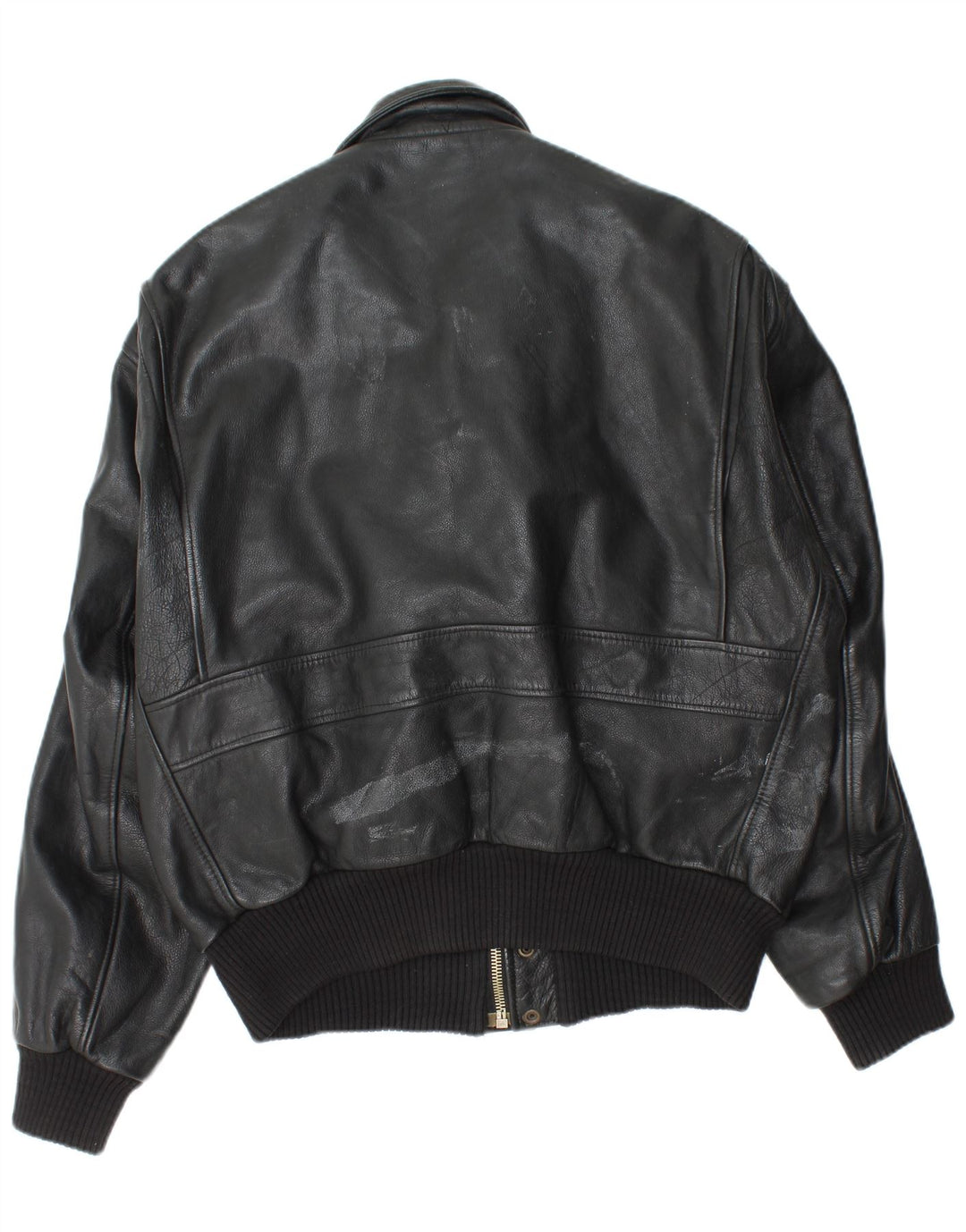 Chaqueta de cuero militar vintage para hombre IT 52 XL cuero negro