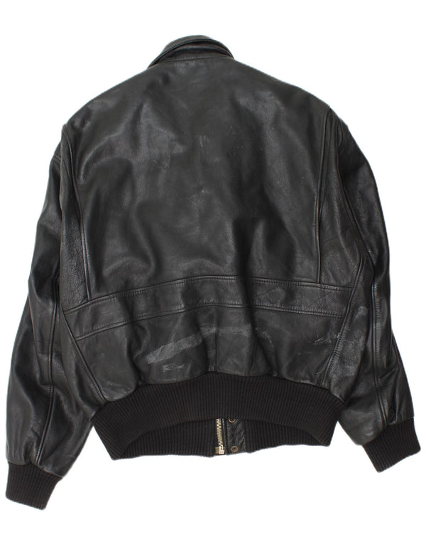 Chaqueta de cuero militar vintage para hombre IT 52 XL cuero negro