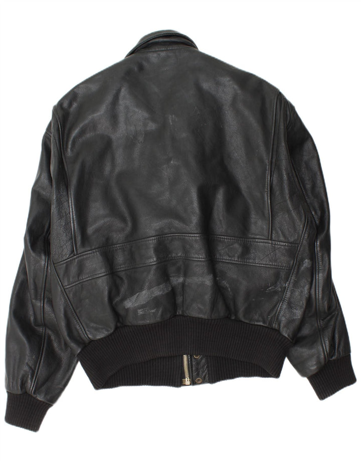 Chaqueta de cuero militar vintage para hombre IT 52 XL cuero negro