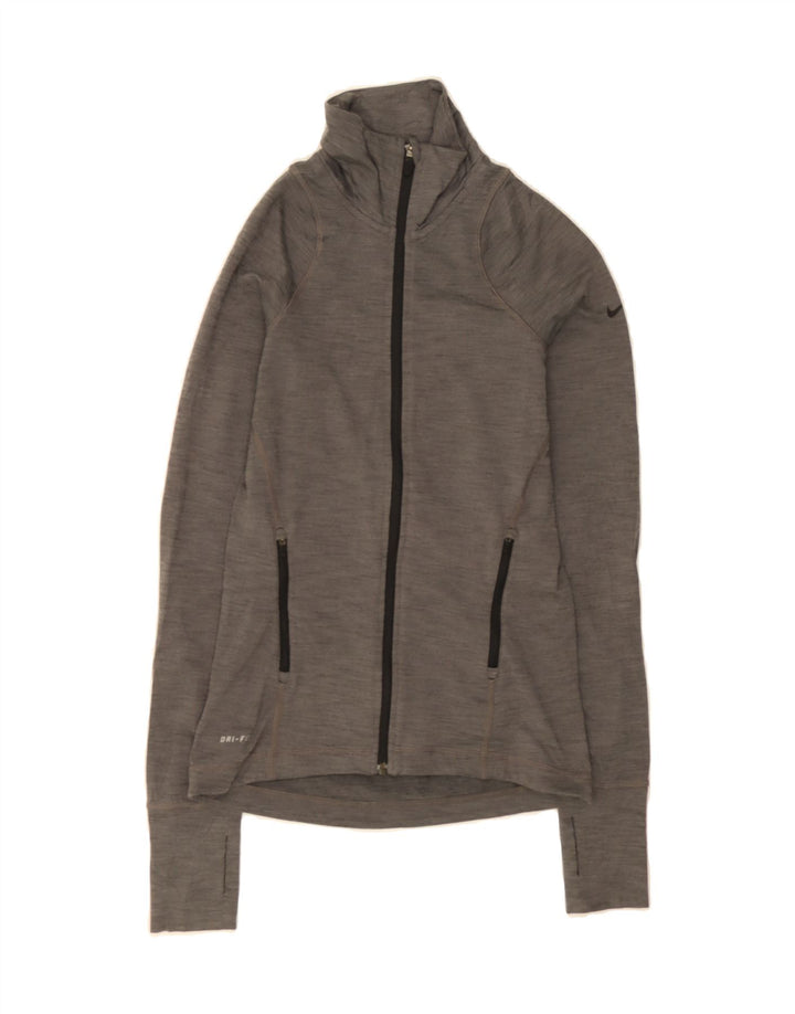 NIKE Womens Dri Fit Tracksuit Top Jacket UK 10 Small Grey Polyester Vintage Nike and Second-Hand Nike from Messina Hembry 