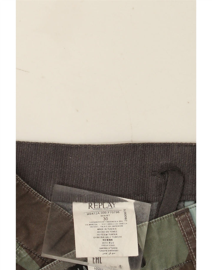 Replay Pantalones cortos chinos para hombre W30 Algodón geométrico multicolor mediano