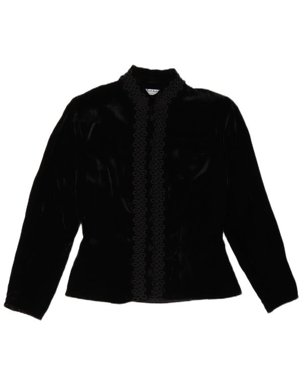 Vintage Womens Blazer Jacket UK 10 Small Black Viscose
