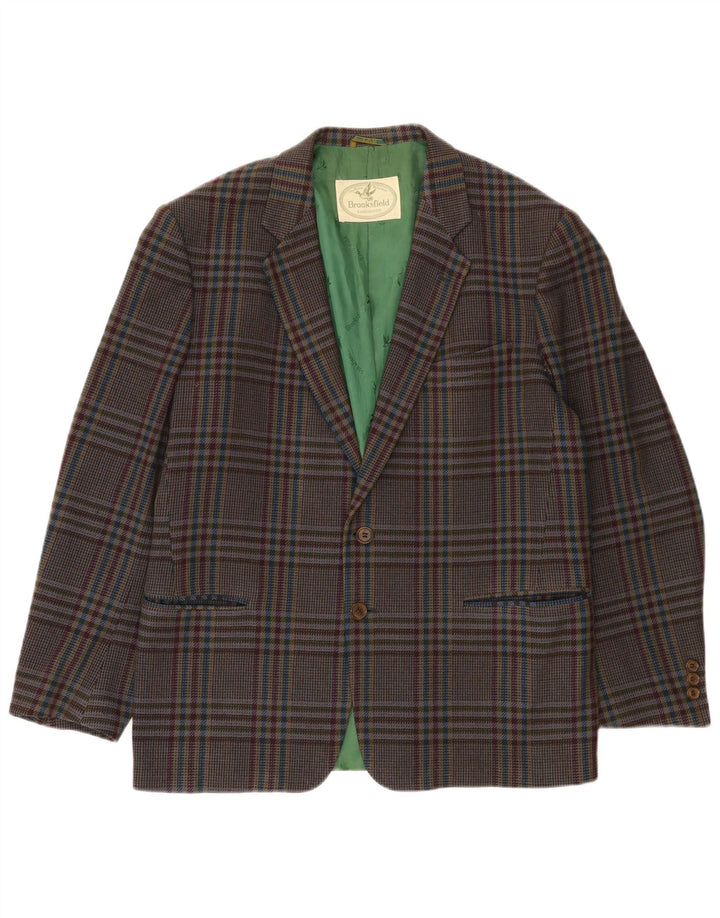 Brooksfield Chaqueta tipo blazer de 2 botones para hombre IT 52 XL Lana a cuadros marrón