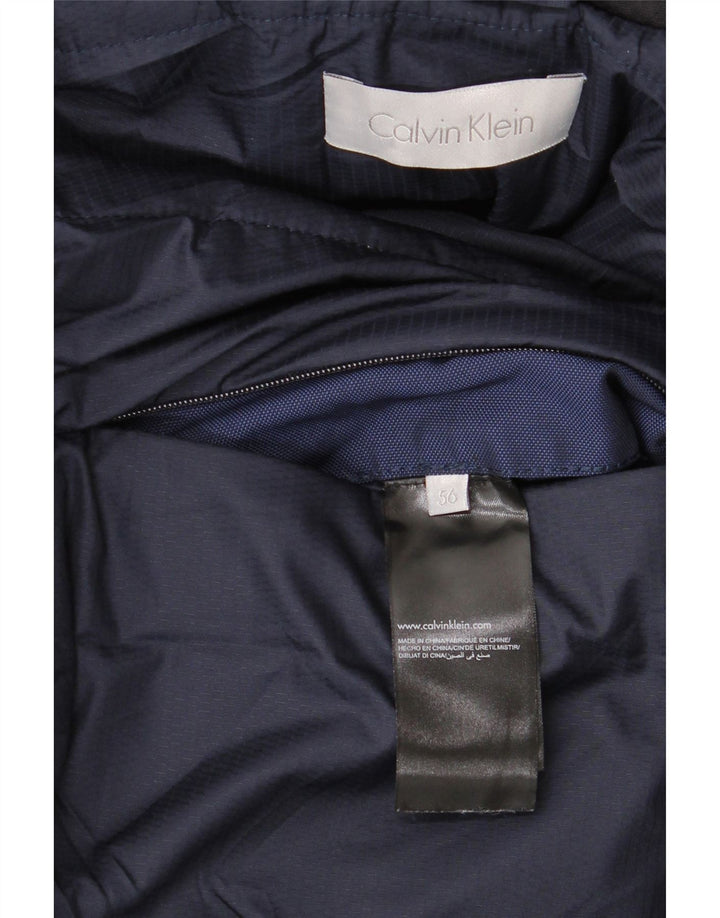 CALVIN KLEIN Chaqueta cortavientos con capucha para hombre IT 56 3XL Azul marino Poliéster