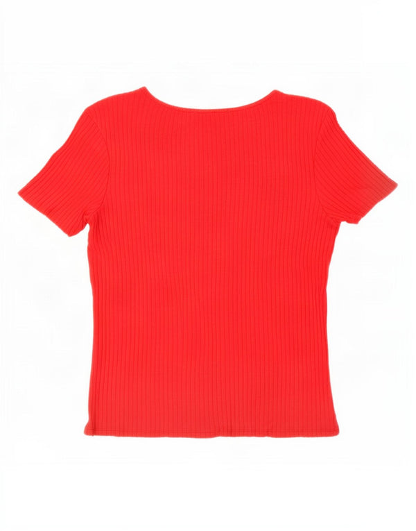 Zara Camiseta Mujer Top UK 40 Medium Viscosa Roja