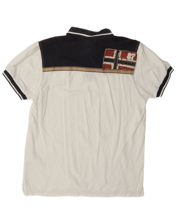 Napapijri Polo De Rugby Con Gráfico Geográfico Para Hombre XL Blanco Colorblock