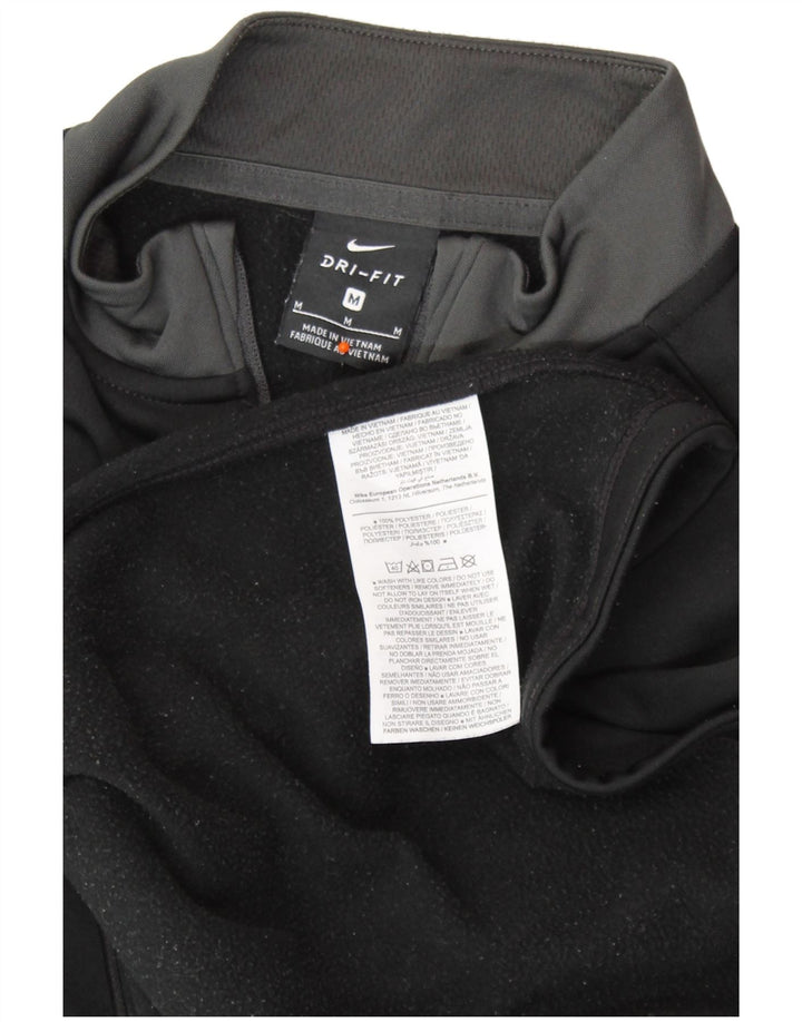 NIKE Hombre Dri Fit Zip Neck Pullover Chándal Top Mediano Negro Colorblock