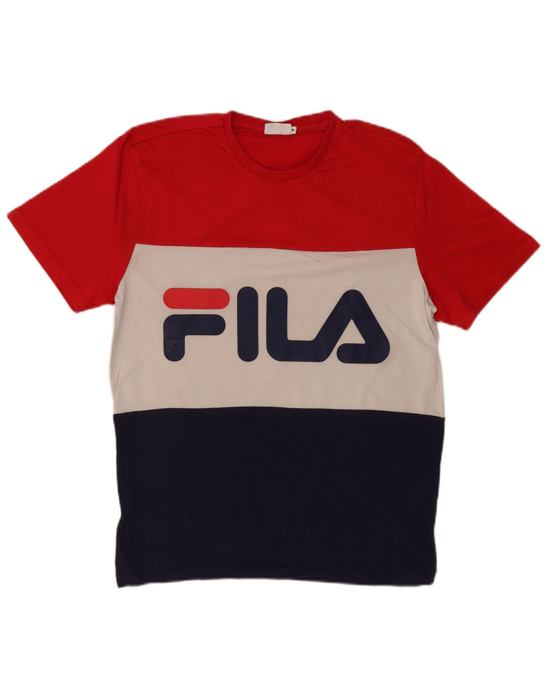 FILA Camiseta gráfica para hombre Top mediano de algodón con bloques de color multicolor