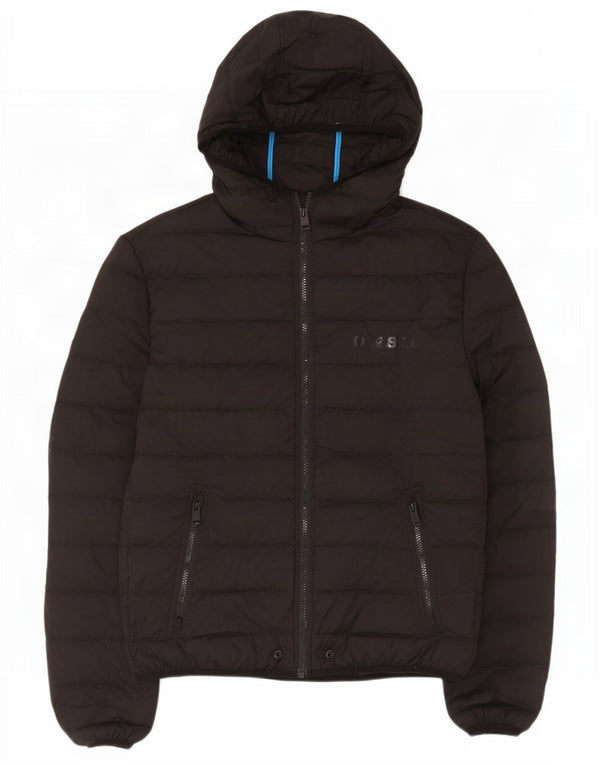Diesel Chaqueta acolchada con capucha para hombre UK 42 XL Poliéster negro