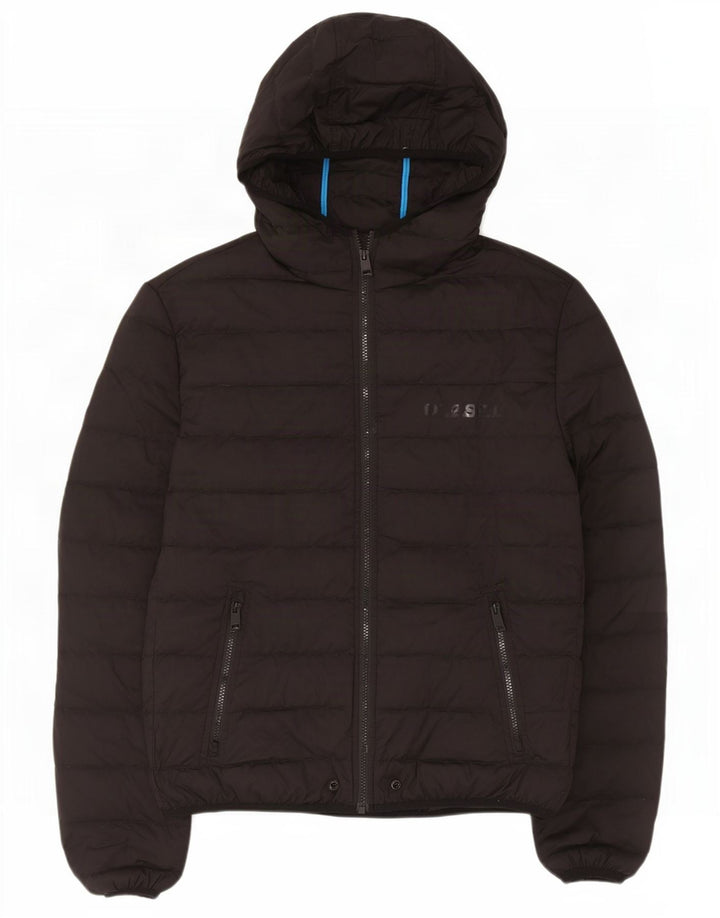 Diesel Chaqueta acolchada con capucha para hombre UK 42 XL Poliéster negro