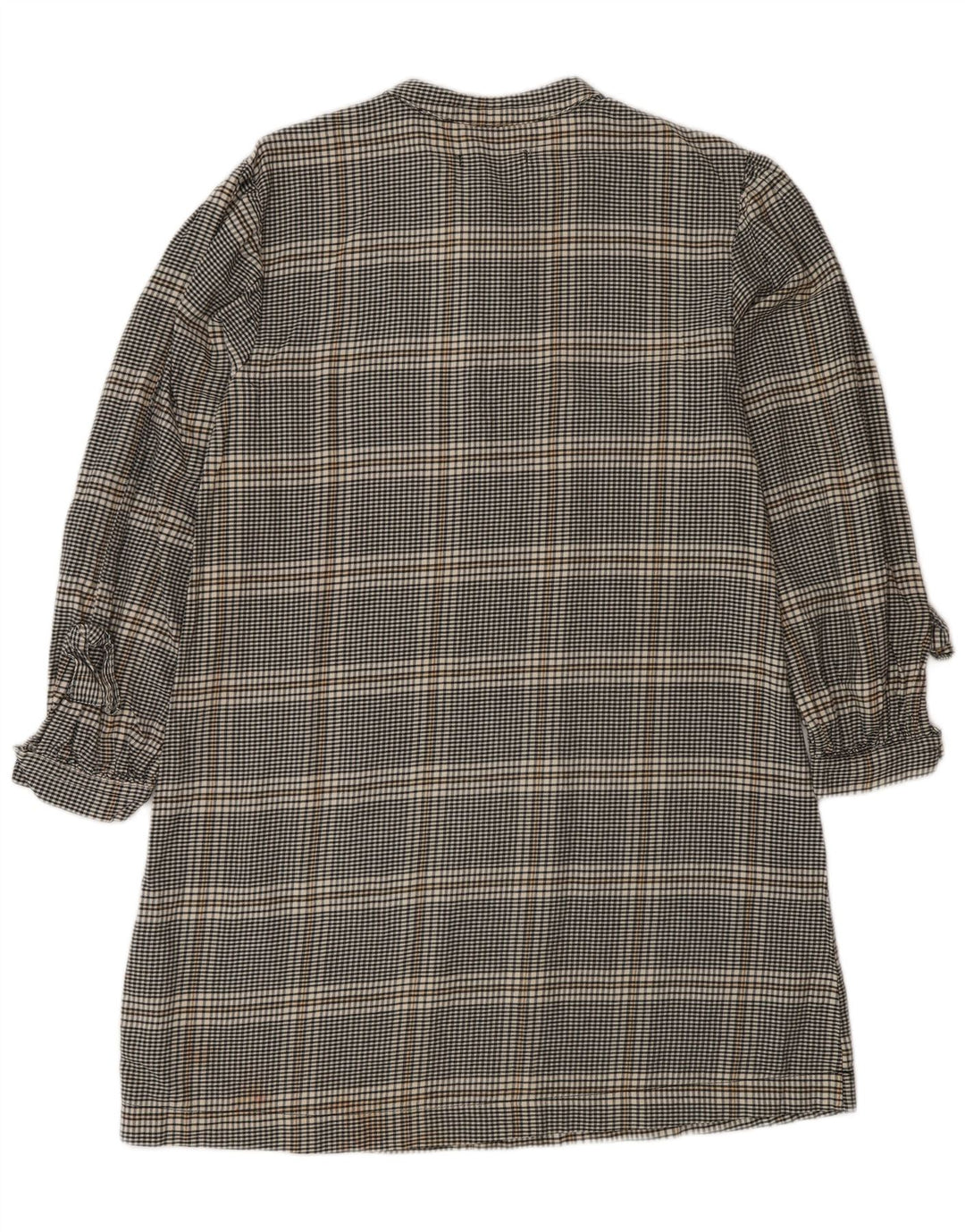 Zara Vestido Camisero Niña 13-14 Años Algodón Vichy Gris