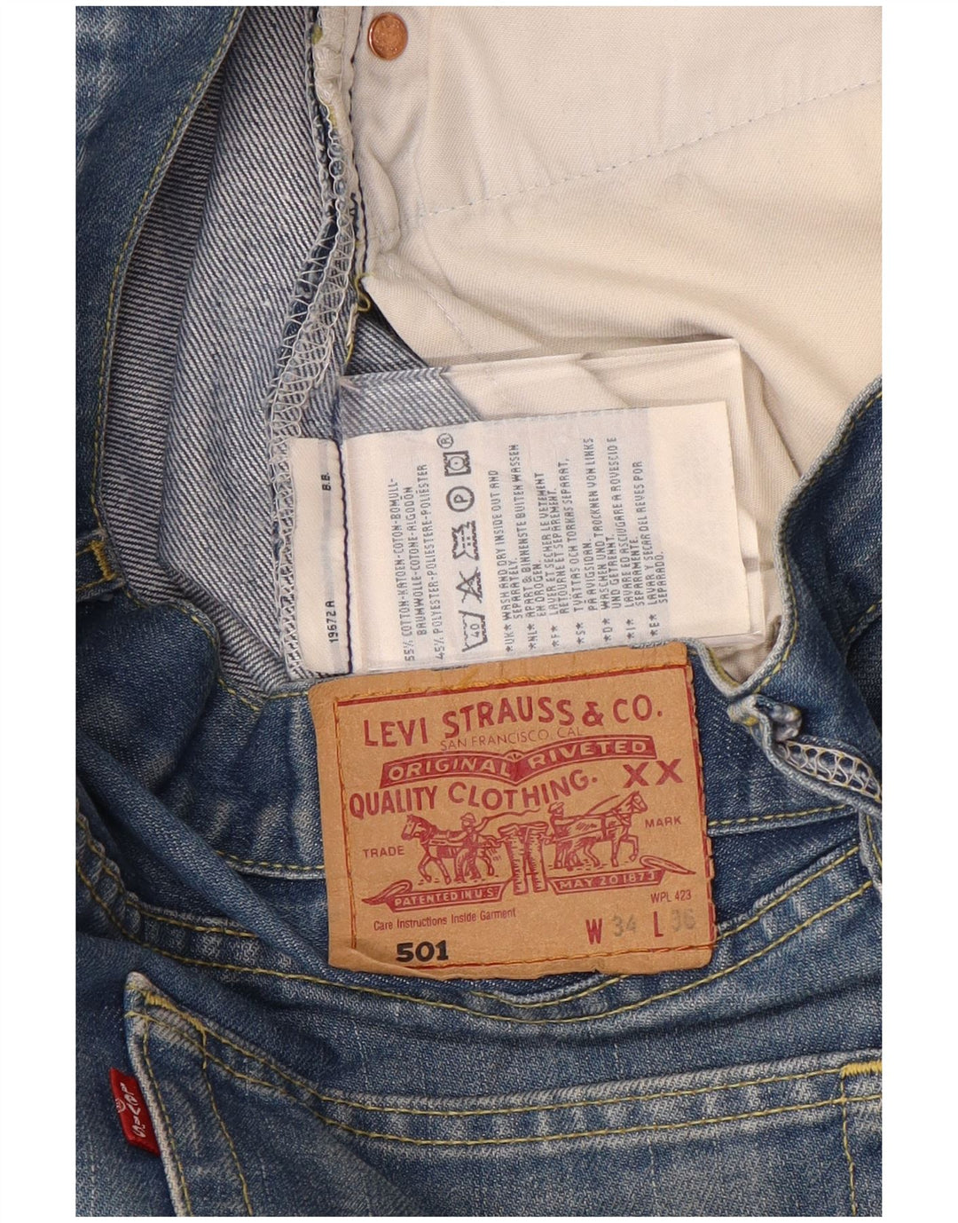 Levi's Hombre 501 Vaqueros Rectos W34 L29 Algodón Azul