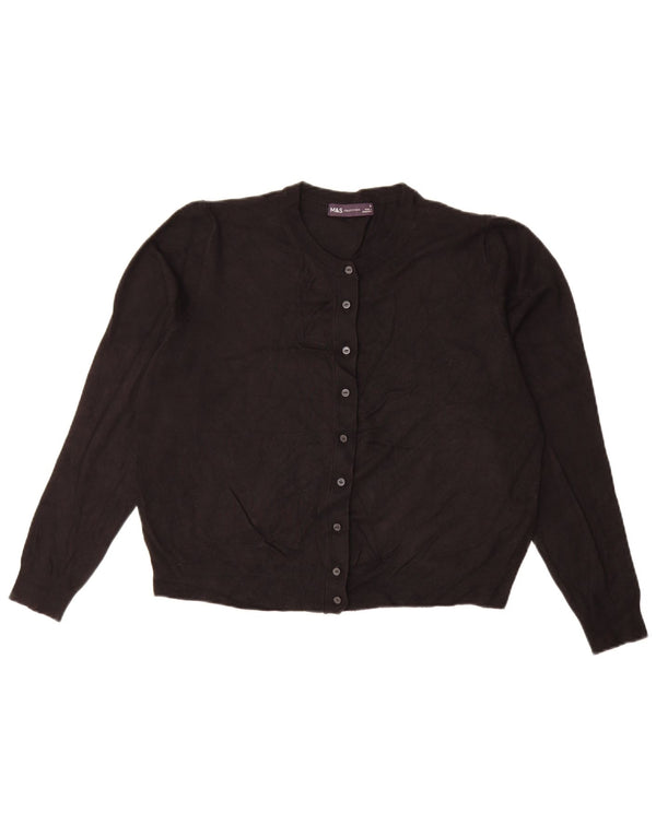 Marks & Spencer Suéter tipo cárdigan corto para mujer UK 46 Large Viscosa negra