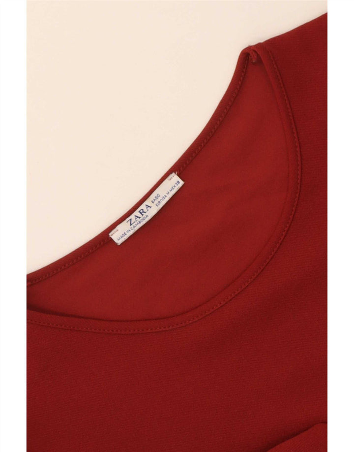 Zara Vestido recto de manga 3/4 para mujer, Reino Unido 44, mediano, rojo