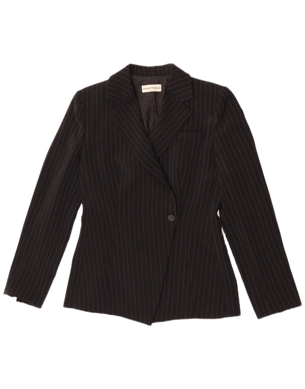 Emporio Armani Chaqueta tipo blazer de 1 botón para mujer UK 8 Small Black Pinstripe