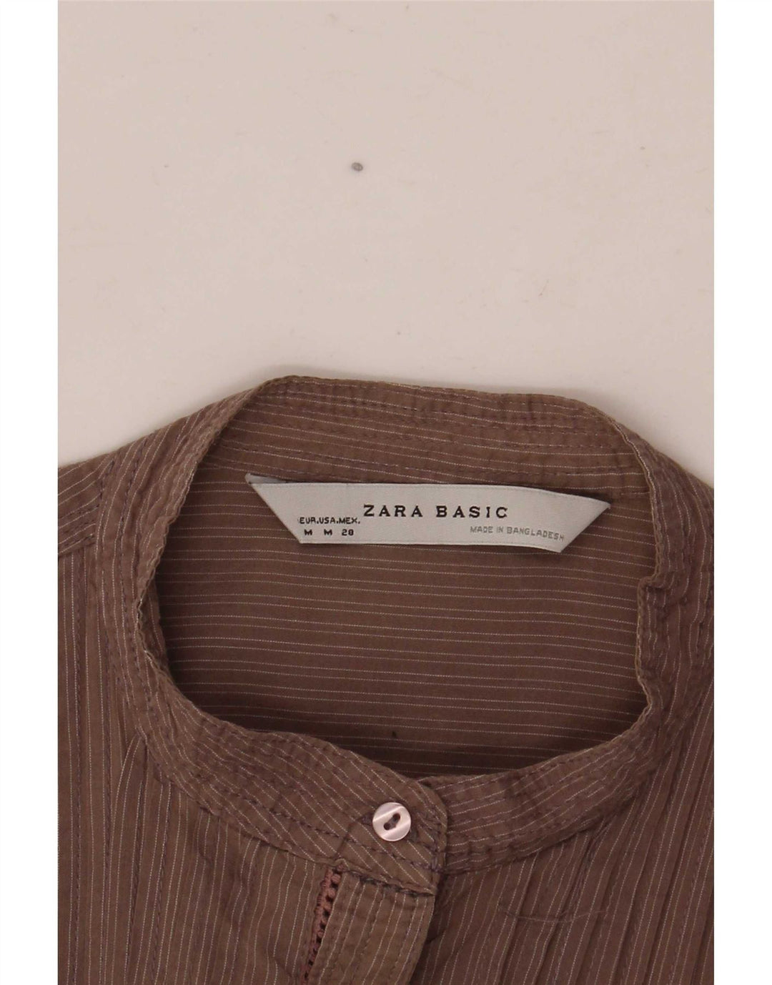 Zara Camisa De Esmoquin Para Mujer UK 42 Marrón Medio A Rayas