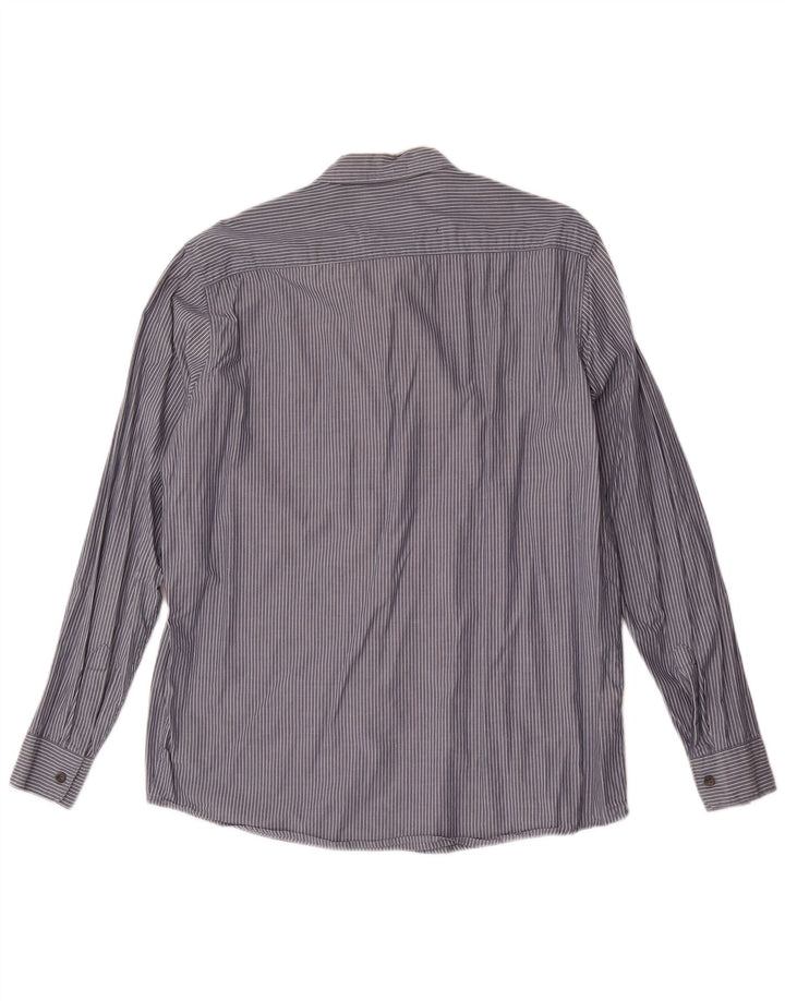 Wrangler Camisa para hombre grande de algodón con rayas diplomáticas en azul marino