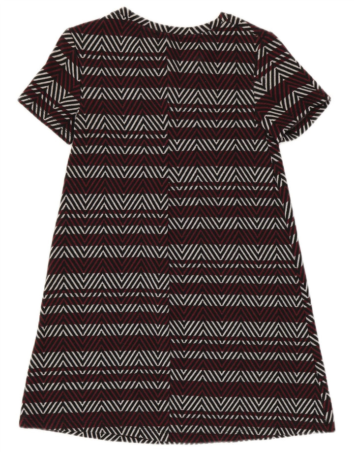 Zara Mujer Trafaluc Vestido Básico UK 8 Small Borgoña Chevron Poliéster