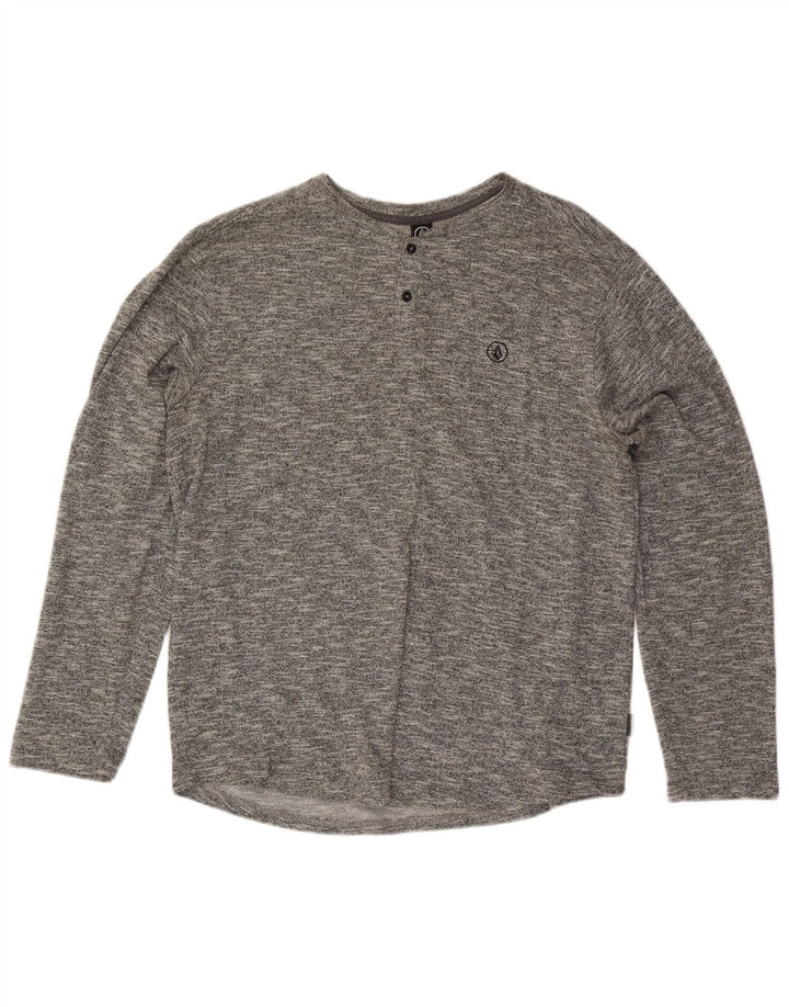 Camiseta Volcom de manga larga para hombre XL de algodón moteado gris