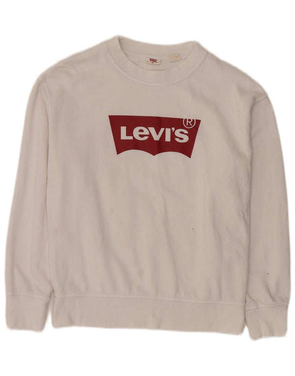 Levi's Sudadera de gran tamaño con gráfico para mujer UK 6 XS Algodón blanco