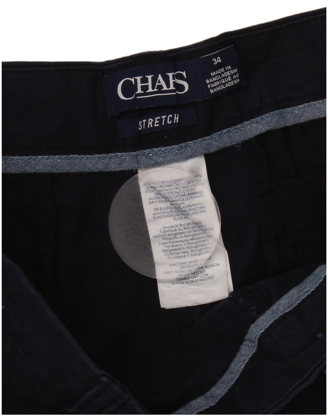 Chaps Mens Chino Shorts W34 Grande Azul Marino Algodón