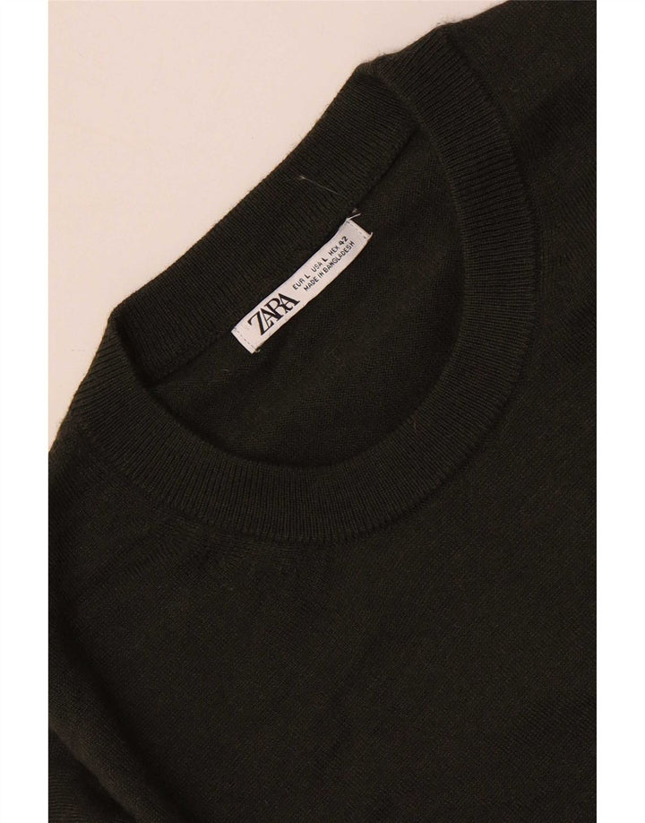 Zara Hombre Jersey De Cuello Redondo Jersey Grande Caqui