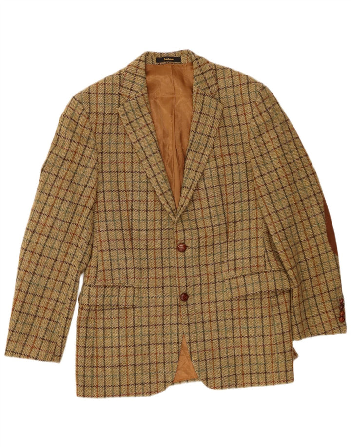 Barbour Chaqueta tipo blazer de 2 botones para hombre EU 48 Lana virgen a cuadros verde medio