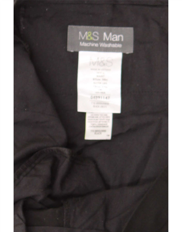 Marks & Spencer Pantalón de traje recto para hombre W39 L31 Poliéster negro