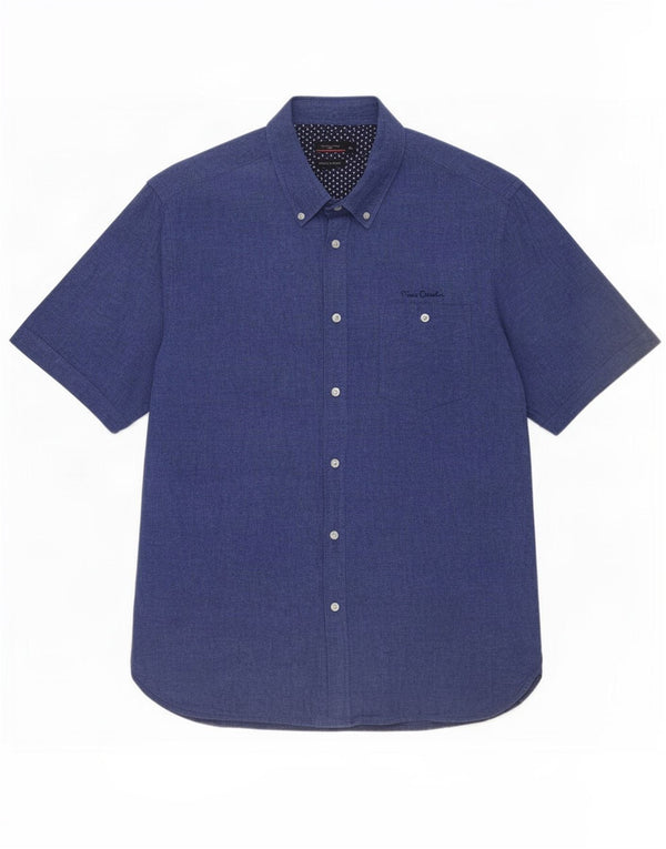 Camisa Pierre Cardin Hombre Manga Corta Regular Fit XL Lino Azul