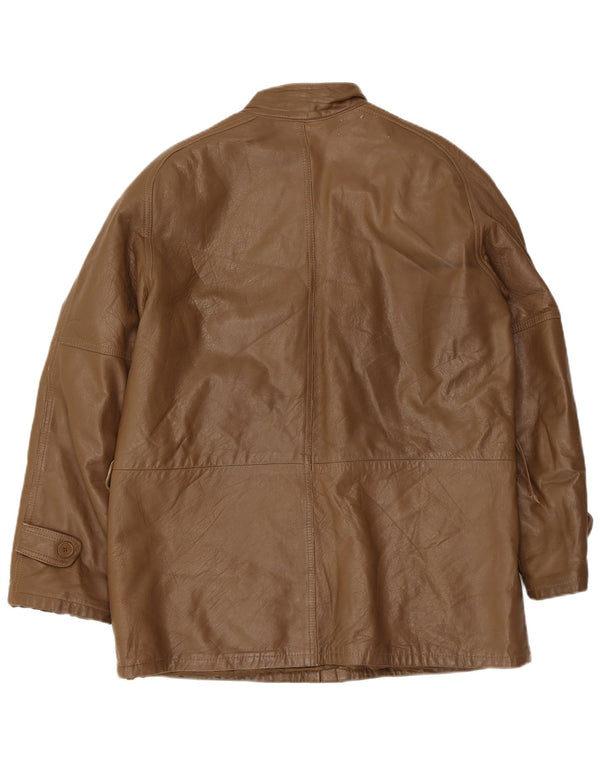 Chaqueta de cuero vintage para hombre IT 50 cuero marrón grande