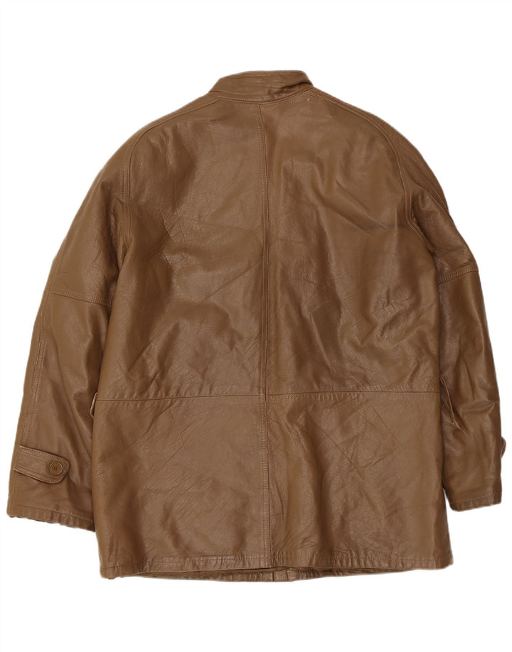 Chaqueta de cuero vintage para hombre IT 50 cuero marrón grande