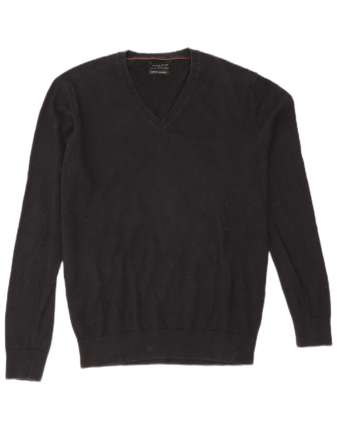 Zara Hombre Jersey Con Cuello En V Jersey Grande Algodón Negro