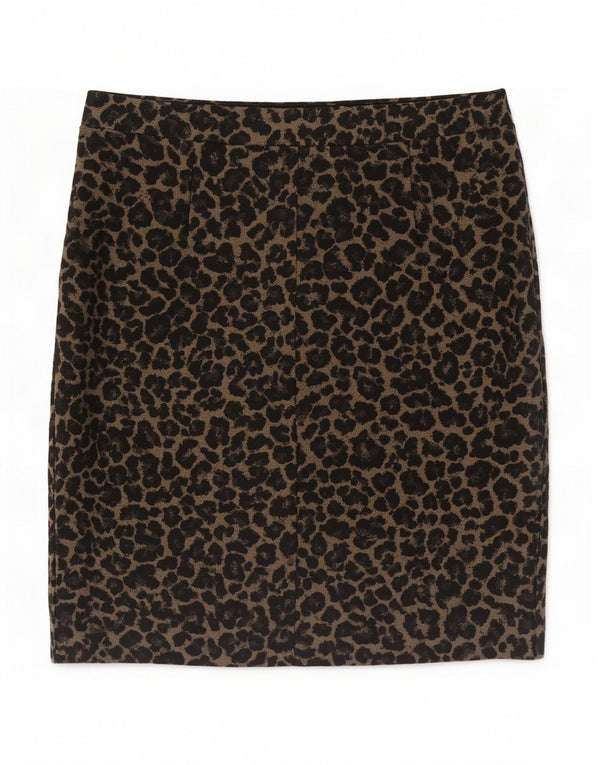 Marks & Spencer Falda recta para mujer UK 46 Large W34 Beige Estampado animal