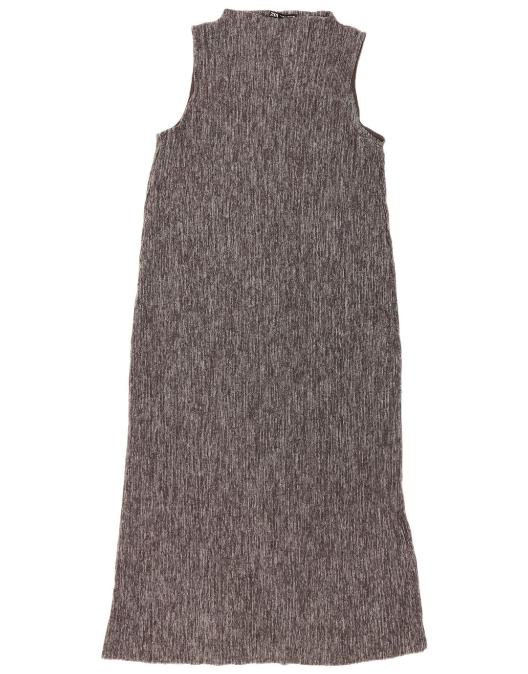 Zara Mujer Maxi Vestido Sin Mangas UK 42 Poliéster Gris Medio