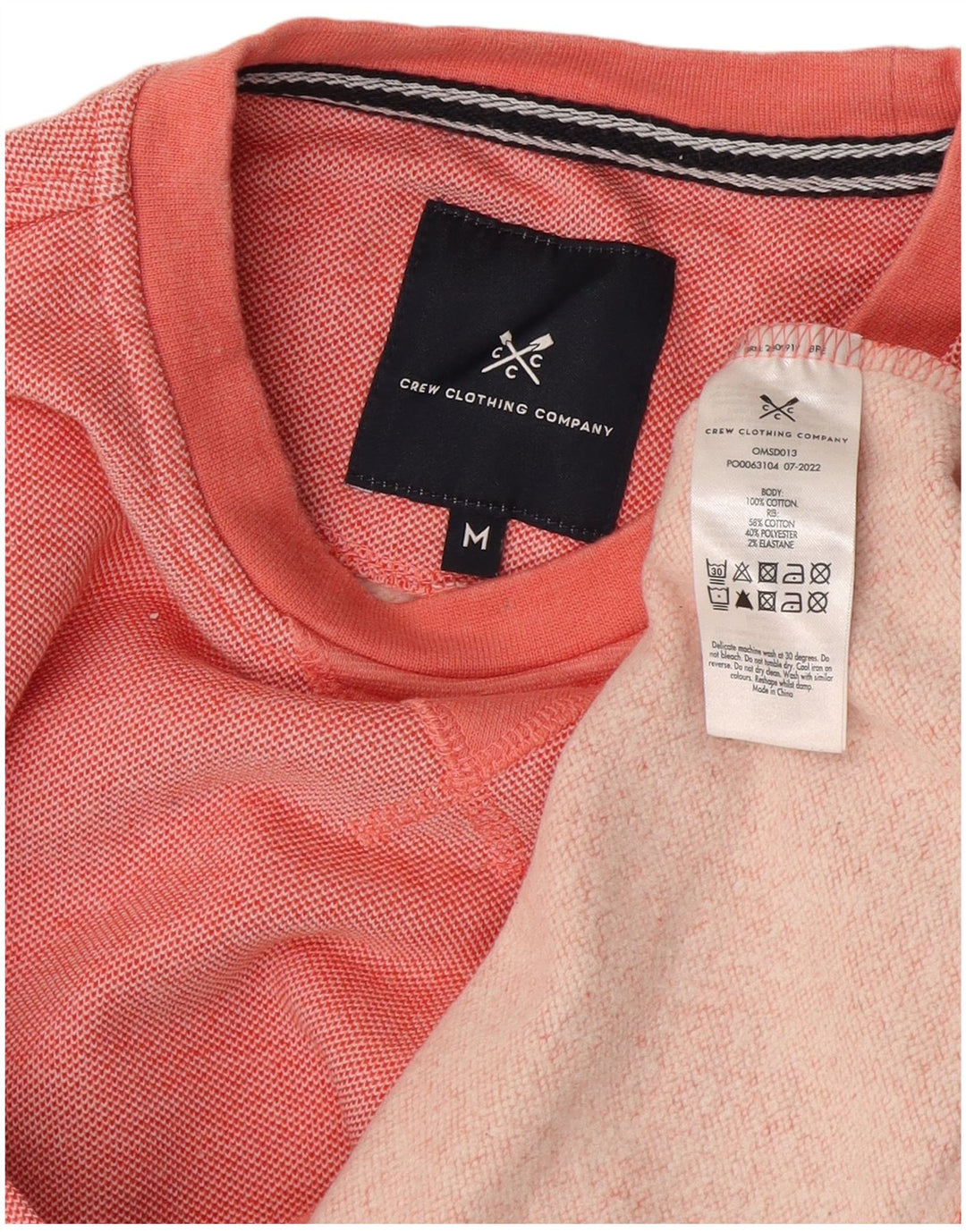 Crew Clothing - Sudadera para hombre, color rosa medio, algodón