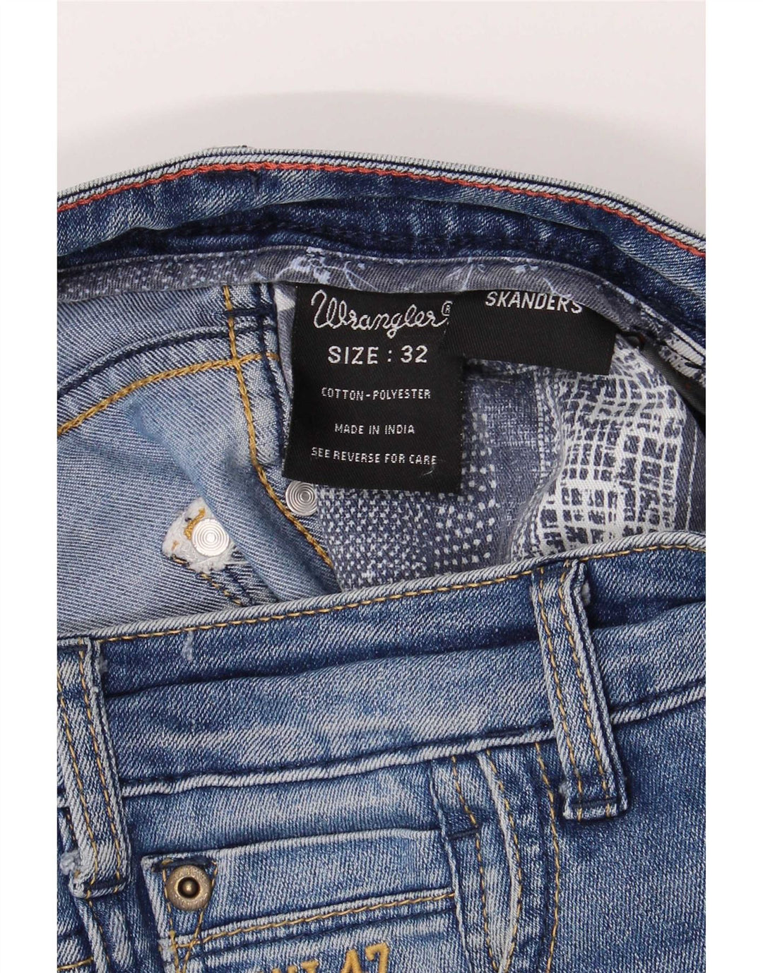 Wrangler Hombre Skanders Slim Jeans W32 L34 Algodón Azul