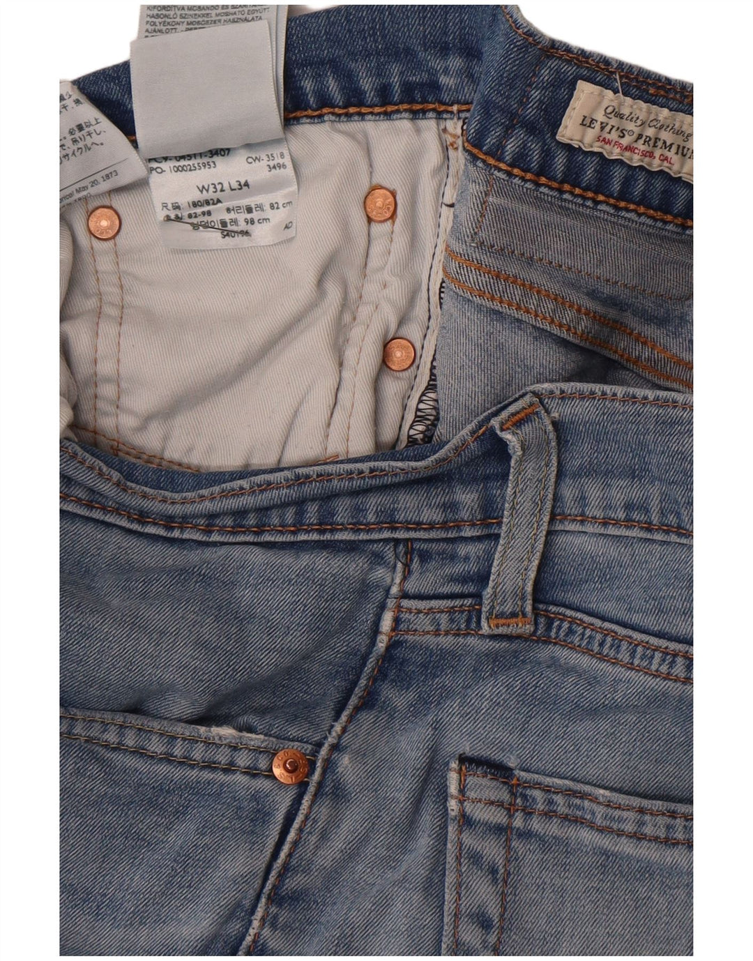 Levi's Hombre 511 Slim Jeans W32 L34 Algodón Azul