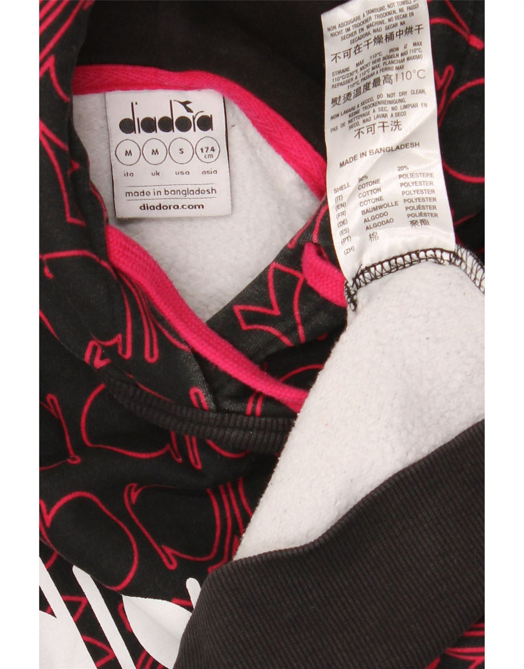 DIADORA Jersey con capucha y estampado gráfico de algodón negro mediano para hombre