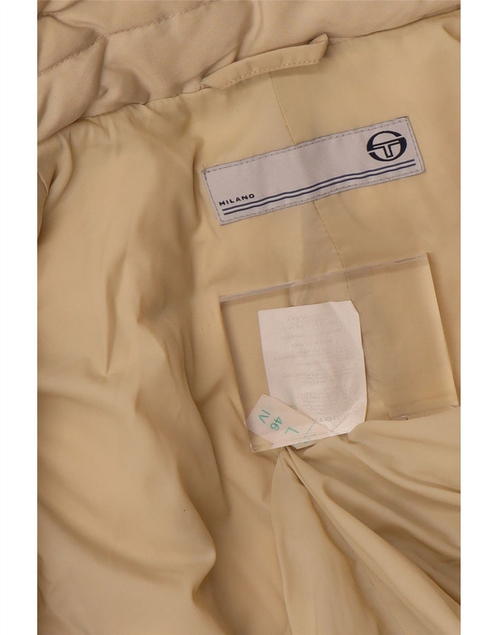 SERGIO TACCHINI Abrigo acolchado con capucha para mujer UK 46 Poliéster beige grande