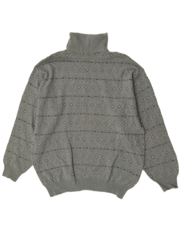 Bramante Jersey De Cuello Vuelto para Hombre De Lana Virgen Geométrica Gris Grande