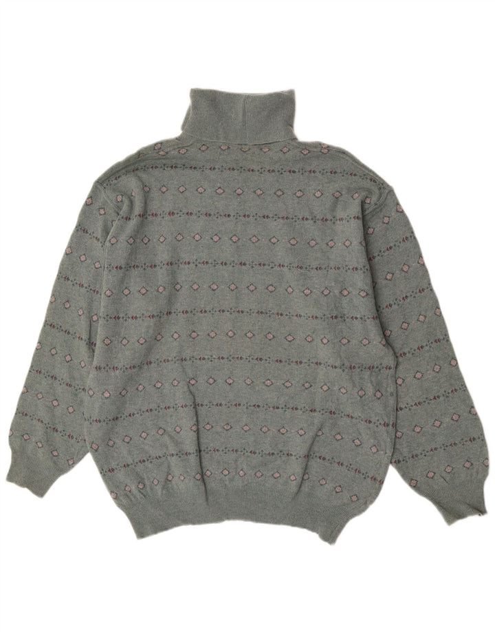 Bramante Jersey De Cuello Vuelto para Hombre De Lana Virgen Geométrica Gris Grande